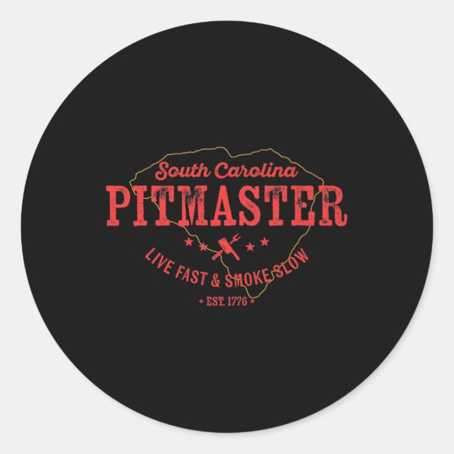 South Carolina Grillen Pitmaster for Meat Smoking  Runder Aufkleber (Vorderseite)