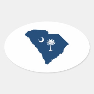 South Carolina in Blue und White Ovaler Aufkleber