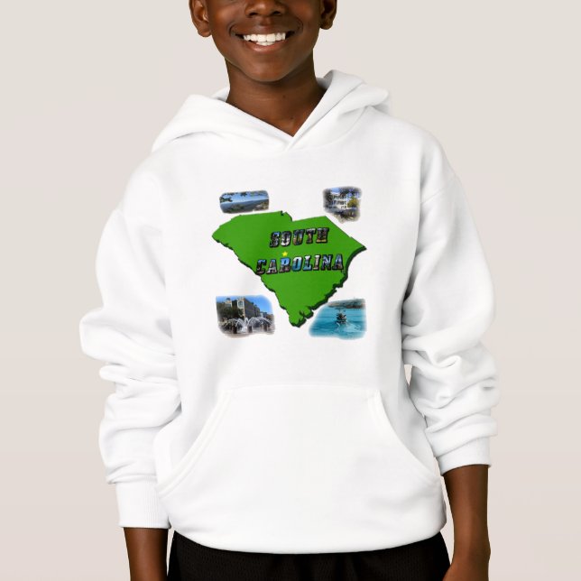 South Carolina Karte, Fotos und Text Hoodie (Vorderseite)