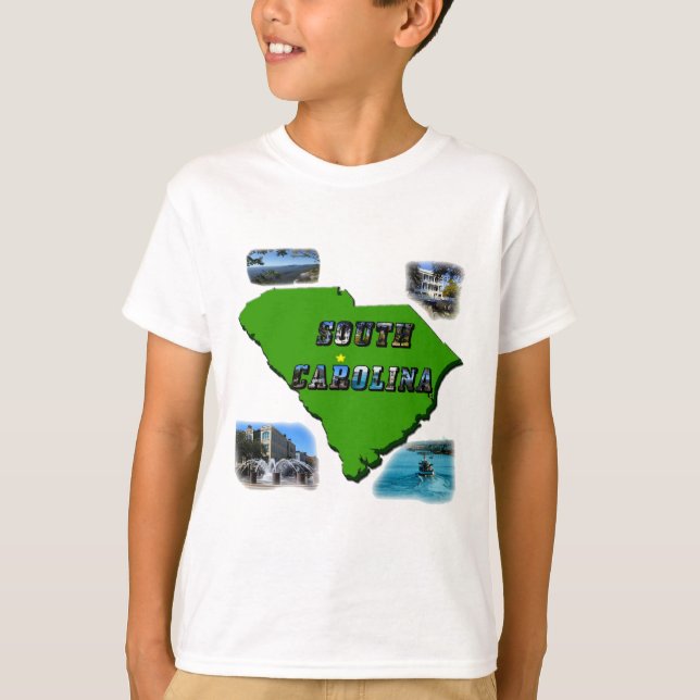 South Carolina Karte, Fotos und Text T-Shirt (Vorderseite)