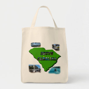 South Carolina Karte, Fotos und Text Tragetasche