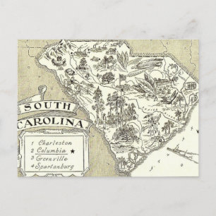 South Carolina Karte Postkarte