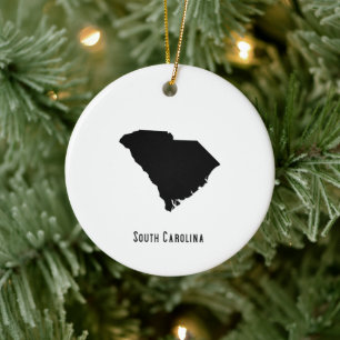 South Carolina Karte - Schwarz-Weiß-Karte Keramik Ornament