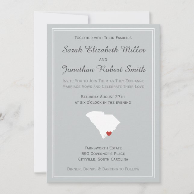 South Carolina Liebe - Einladung zur Hochzeit (Vorderseite)