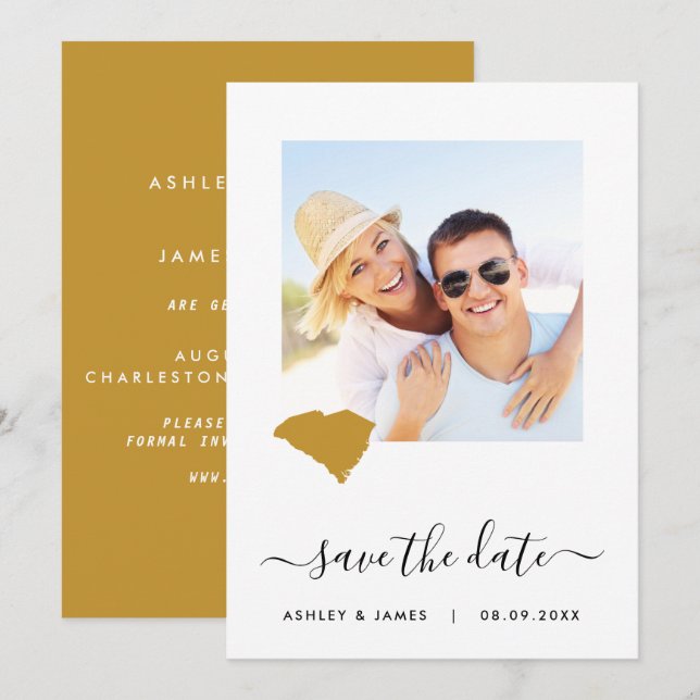 South Carolina Map Foto Wedding Save the Date (Vorne/Hinten)
