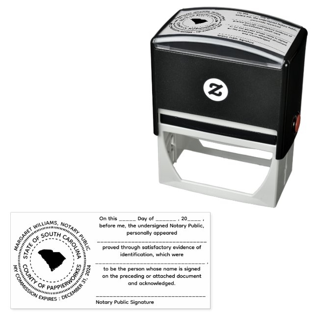 South Carolina Notary Public Recognition Briefmark Permastempel (Beispiel)