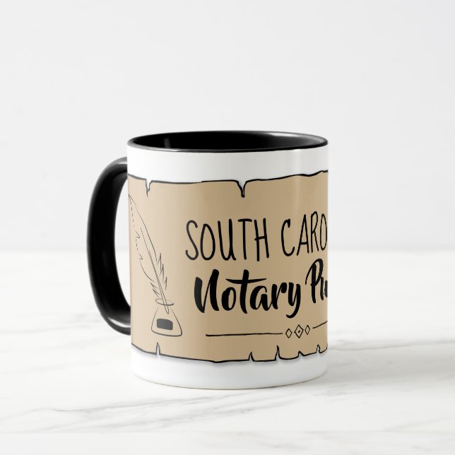 South Carolina Notary Public Scroll Feather Quill Tasse (Vorderseite Links)