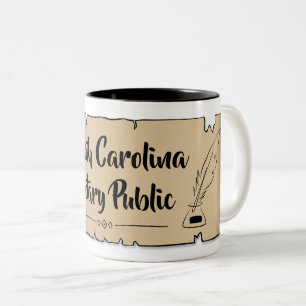 South Carolina Notary Public Scroll Feather Quill Zweifarbige Tasse