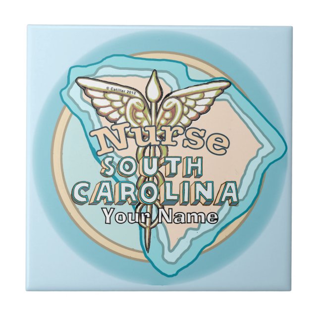South Carolina Nurse Caduceus Tile Fliese (Vorderseite)
