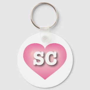 South Carolina Pink Fade Heart - I Liebe SC Schlüsselanhänger