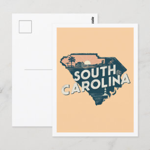 South Carolina Retro Travel Design Iconic USA Postkarte