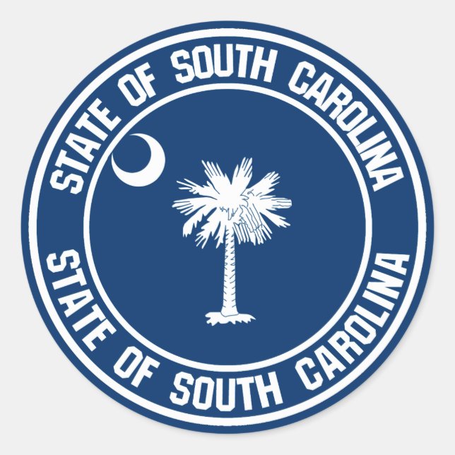 South Carolina Round Emblem Runder Aufkleber (Vorderseite)