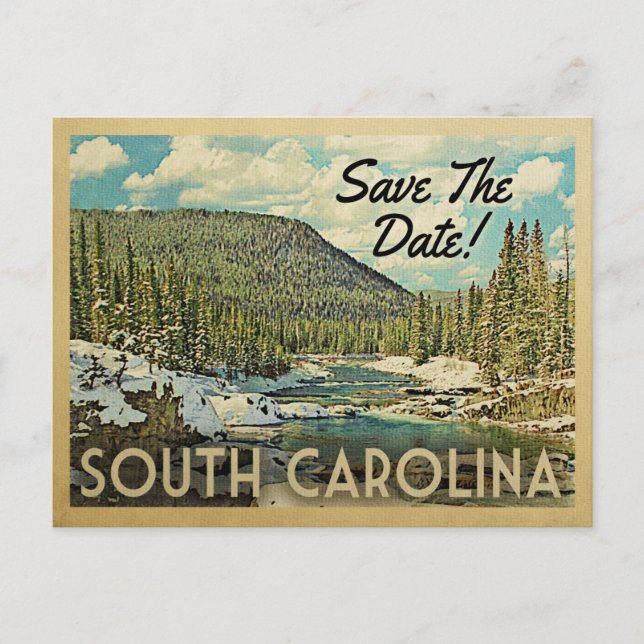 South Carolina Save the Date Mountain River Snow Ankündigungspostkarte (Vorderseite)