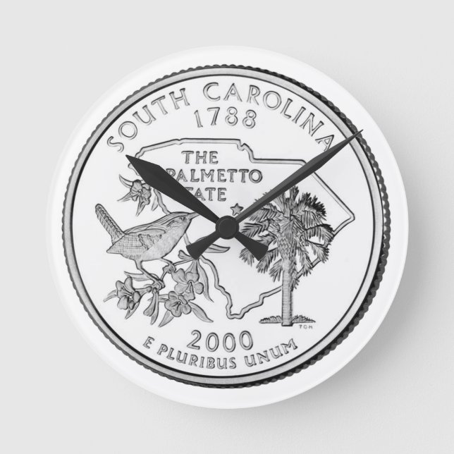 South Carolina Staat Quarter Runde Wanduhr (Vorderseite)