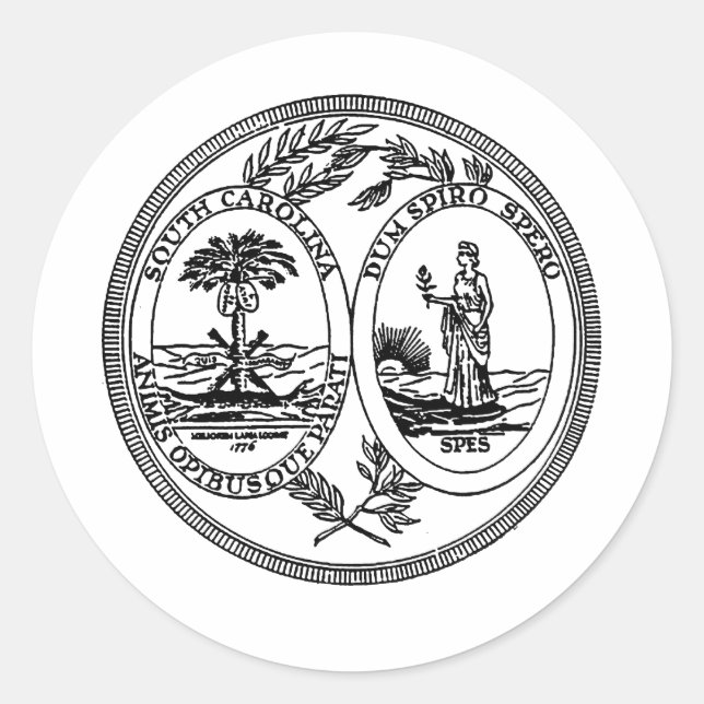 South Carolina Staat Siegel Runder Aufkleber (Vorderseite)