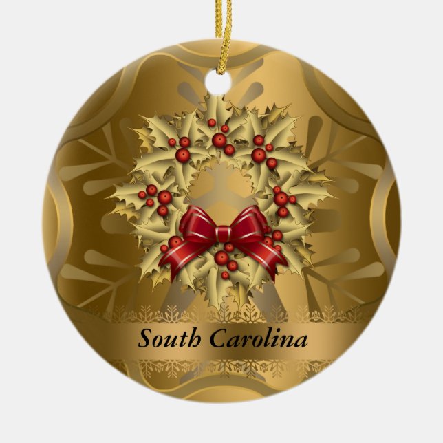 South Carolina Staat Weihnachtsfeier Keramik Ornament (Vorne)