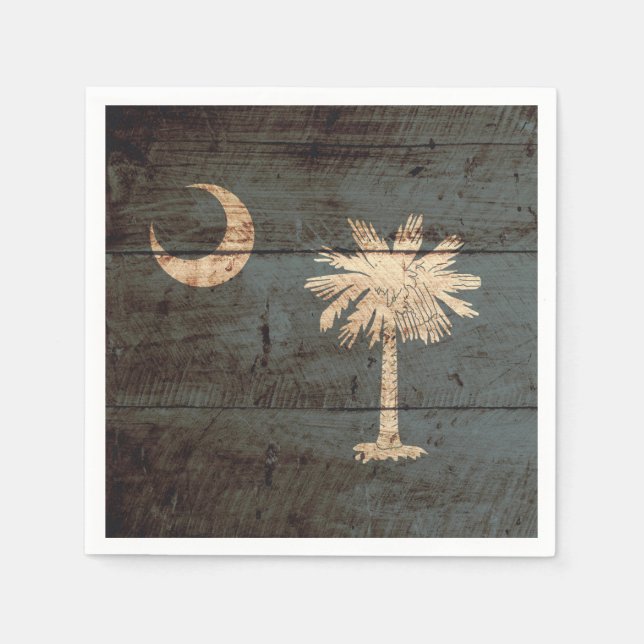South Carolina Staatsflagge auf altes Holzkörnchen Serviette (Vorderseite)