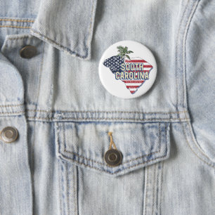 South Carolina United Staaten Retro Map Vintag USA Button