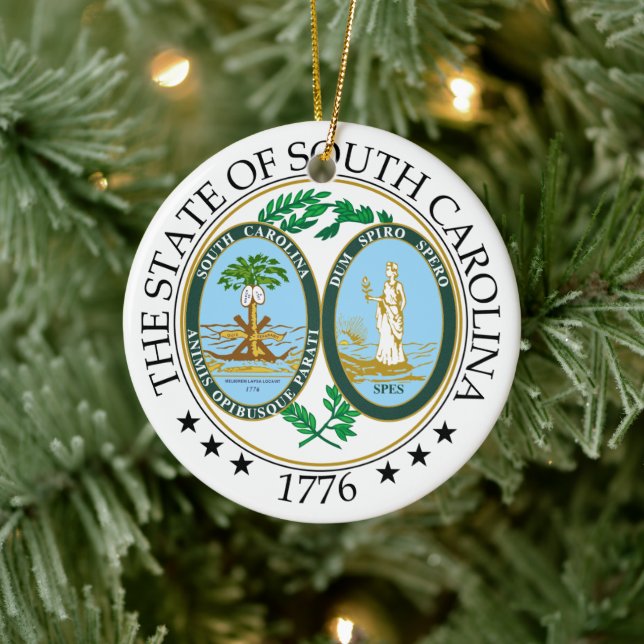 South Carolina-Zeichen Keramik Ornament (Baum)