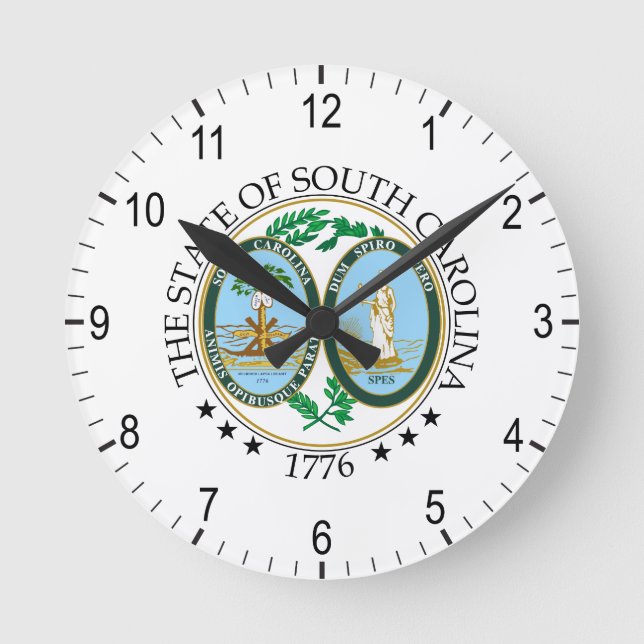 South Carolina-Zeichen Runde Wanduhr (Vorderseite)