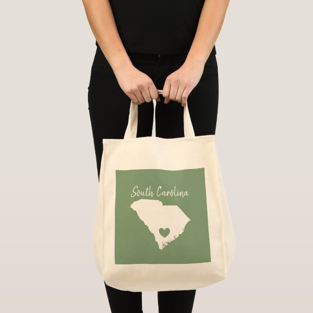 South Carolina Zuhause Staat Karte Liebe Form Tragetasche (Vorderseite (Produkt))
