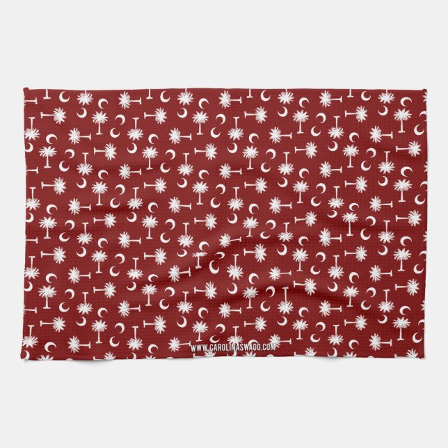 South Carolinapalmetto-Mond-Flaggen-Granat Handtuch (Horizontal)