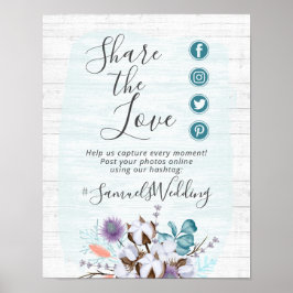 South Country Cotton Wedding Hashtag Foto Sign Poster