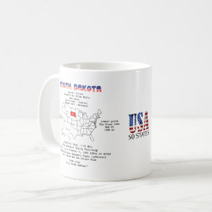 South Dakota American Staat auf einer Karte mit Ei Kaffeetasse