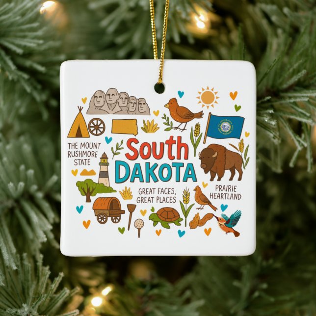 South Dakota Custom Family Trip Weihnachten bewahr Keramikornament (Baum)