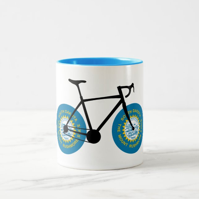 South Dakota Flag Cycling Zweifarbige Tasse (Mittel)
