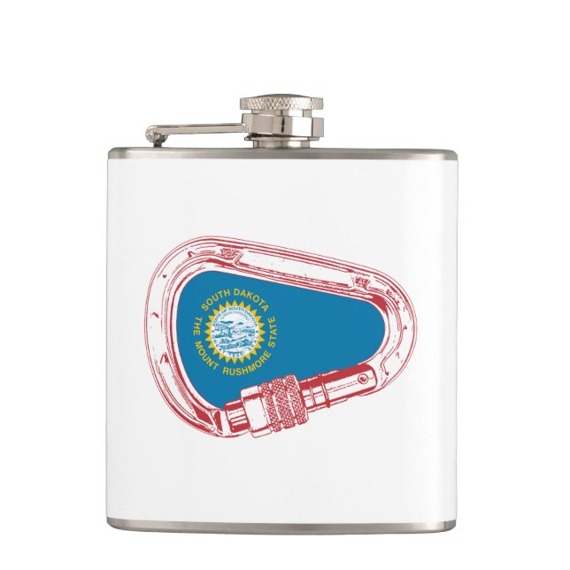 South Dakota Flag Klettersteig Carabiner Flachmann (Vorderseite)