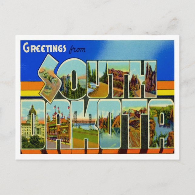South Dakota Gruß von US-Staaten Postkarte (Vorderseite)