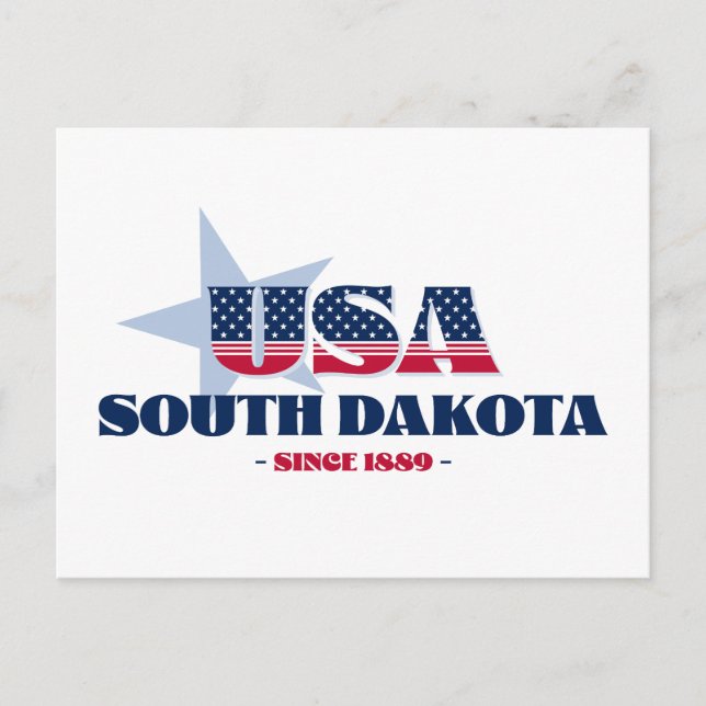 South Dakota in Rot, Weiß und Blau - Postkarte (Vorderseite)