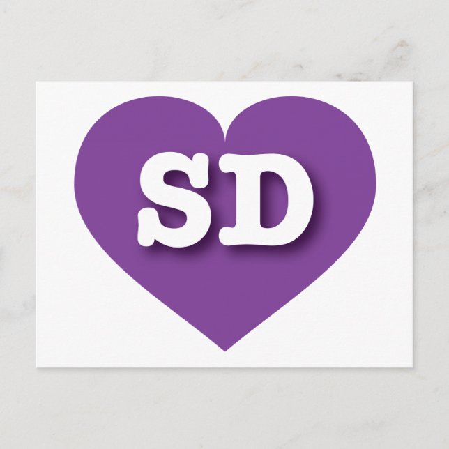 South Dakota Lila Heart - I Liebe SD Postkarte (Vorderseite)