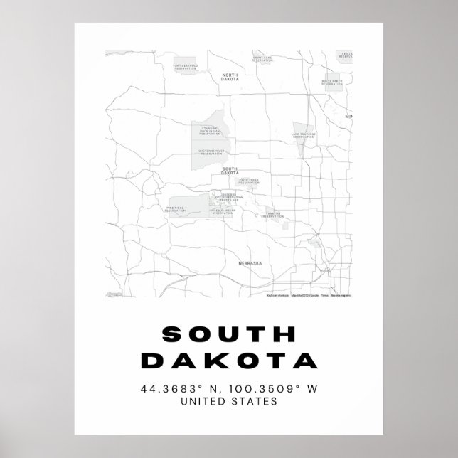 South Dakota Map Design Poster (Vorne)