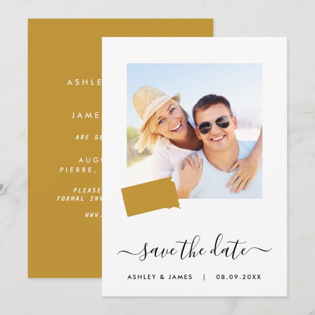 South Dakota Map Foto Wedding Save the Date Card (Vorne/Hinten)