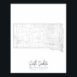 South Dakota Minimal Street Karte Poster<br><div class="desc">South Dakota Minimal Street Karte</div>