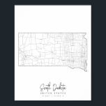 South Dakota Minimal Street Karte Poster<br><div class="desc">South Dakota Minimal Street Karte</div>