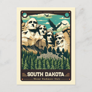 South Dakota   Patriotischer Geist Vintag Postkarte