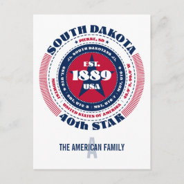 South Dakota, Pierre, SD, Patriotic, Monogram Postkarte