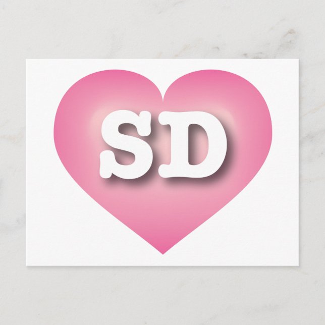 South Dakota Pink Fade Heart - I Liebe SD Postkarte (Vorderseite)