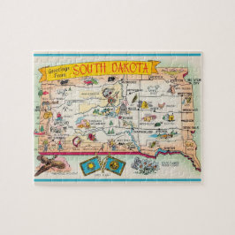 South Dakota Postcard Landkarte Jigsaw Puzzle
