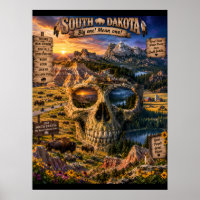 South Dakota Schädel Kunst Druck | State of Mind