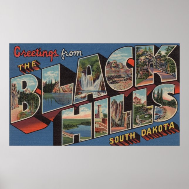 South Dakota - Schwarze Hügel - Große Buchstabensz Poster (Vorne)
