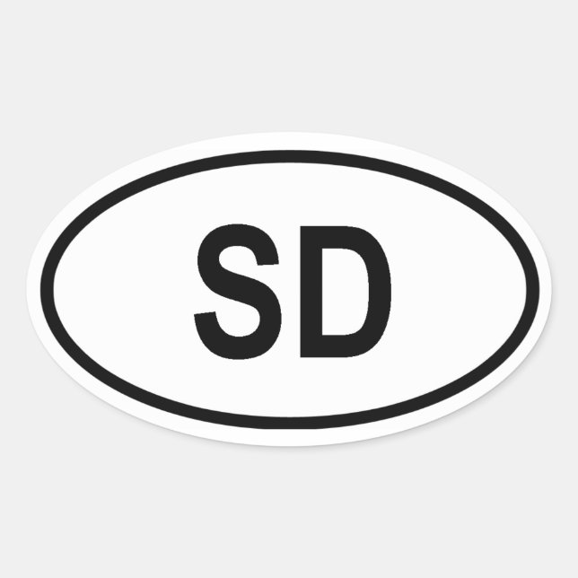 South Dakota "SD" Ovaler Aufkleber (Vorderseite)