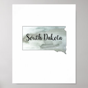 South Dakota Staat Illustration Poster