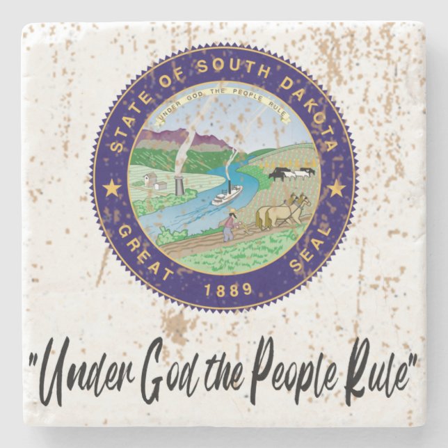 South Dakota Staat Siegel und Motto - Stone Unters Steinuntersetzer (Vorderseite)