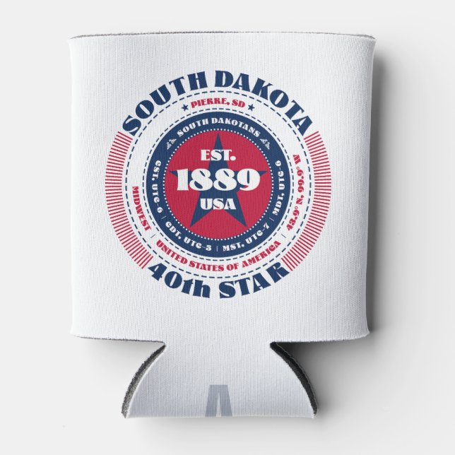 South Dakota Staatsstolz Monogram Cooler Dosenkühler (Vorderseite)