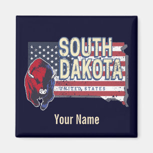 South Dakota United Staaten Retro Staat Map Vintag Magnet