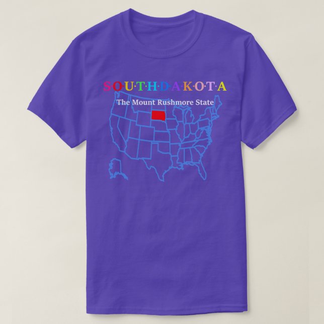 South Dakota USA Der Mount Rushmore Staat mit Kart T-Shirt (Design vorne)